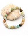 Bracelet Amzonite naturelle perles rondes - Mosaik bijoux indiens