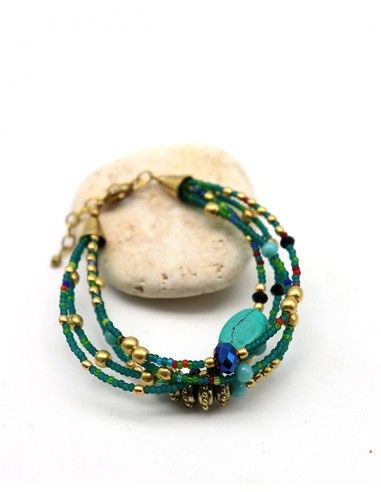 Bracelet perles bleues - Mosaik bijoux indiens
