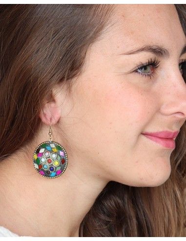 Boucles d'oreilles résine colorée - Mosaik bijoux indiens