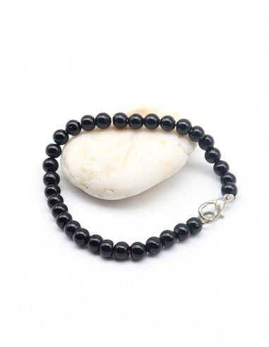 Bracelet onyx noir perles rondes - Mosaik bijoux indiens