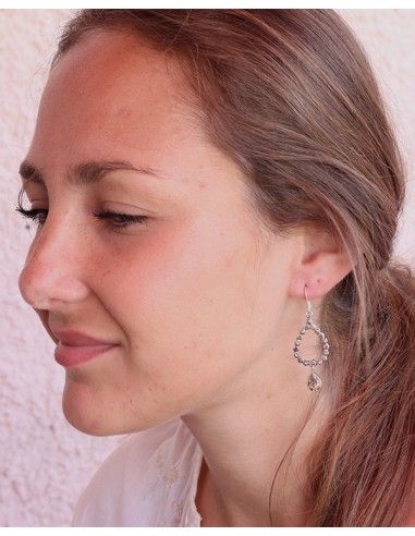 Boucles d'oreilles argent pierre jaune - Mosaik bijoux indiens