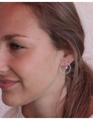 Boucles d'oreilles argent ronde -Mosaik bijoux indiens