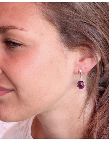 Clou d'oreille argent violet - Mosaik bijoux indiens