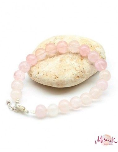 Bracelet quartz rose perles rondes - Mosaik bijoux indiens