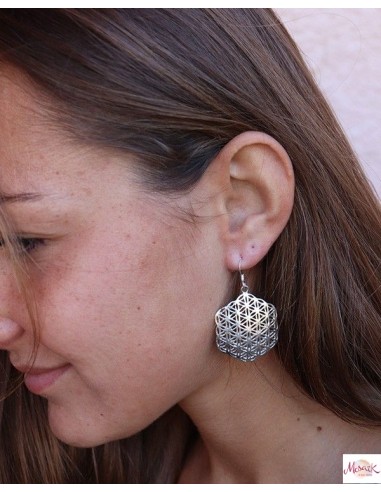 Boucles d'oreilles graine de vie argent - Mosaik bijoux indiens