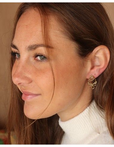 Boucles d'oreilles dorées en laiton Mosaik Bijoux Indiens - 2