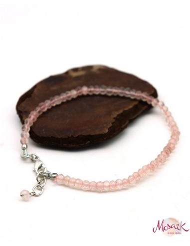 Bracelet quartz rose taillé - Mosaik bijoux indiens