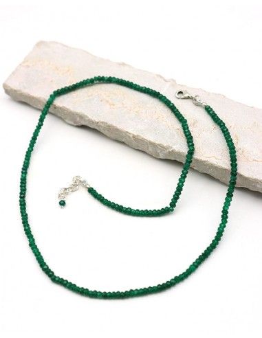 Collier émeraude pierres taillées - Mosaik bijoux indiens