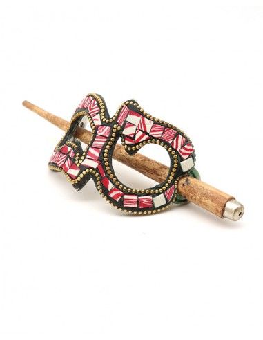 Barrette en résine rose - Mosaik bijoux indiens