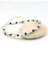 Bracelet argenté perle noire - Mosaik bijoux indiens