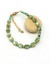 Bracelet fin doré et turquoise - Mosaik bijoux indiens