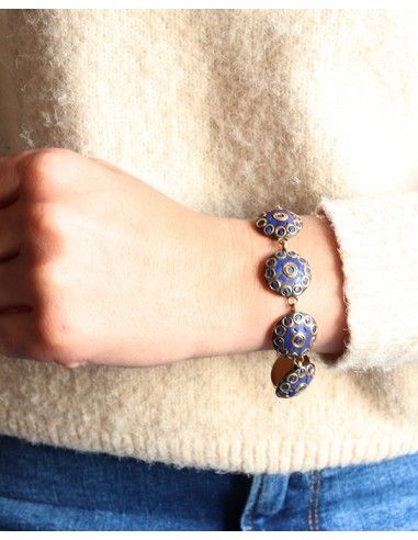Bracelet bleu et doré - Mosaik bijoux indiens