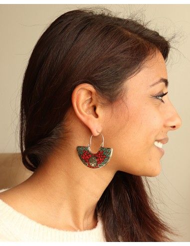 Boucle d'oreille rouge - Mosaik bijoux indiens
