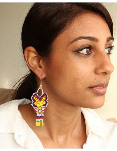 Boucle d'oreilles pendantes colorées - Mosaik bijoux indiens