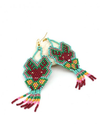 Boucle d'oreille en perles turquoises - Mosaik bijoux indiens
