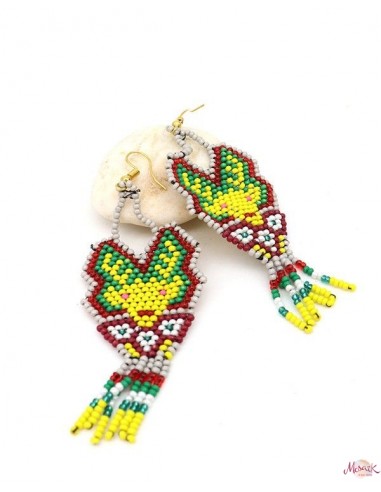Boucle d'oreille en perles colorées - Mosaik bijoux indiens