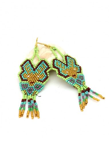 Boucle d'oreille vertes - Mosaik bijoux indiens