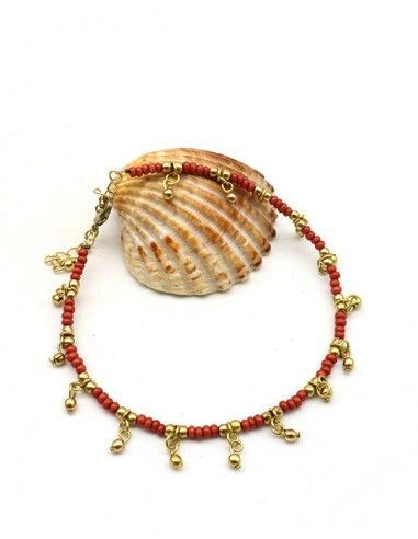 Chaine de pied rouge - Mosaik bijoux indiens