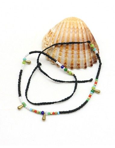 Bracelet de cheville perles noires Mosaik Bijoux Indiens - 1