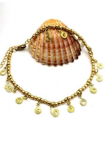 Bracelet de cheville doré spirale - Mosaik bijoux indiens