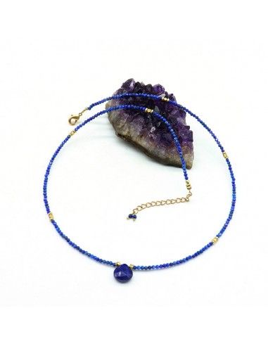 Collier lapis lazuli taillé - Mosaik bijoux indiens