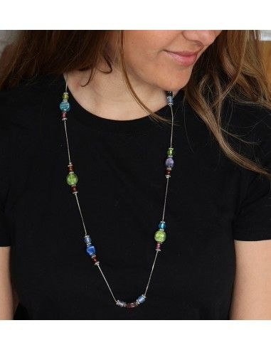 Sautoir fin perles colorées - Mosaik bijoux indiens