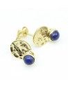 Puces d'oreilles dorées lapis lazuli - Mosaik bijoux indiens