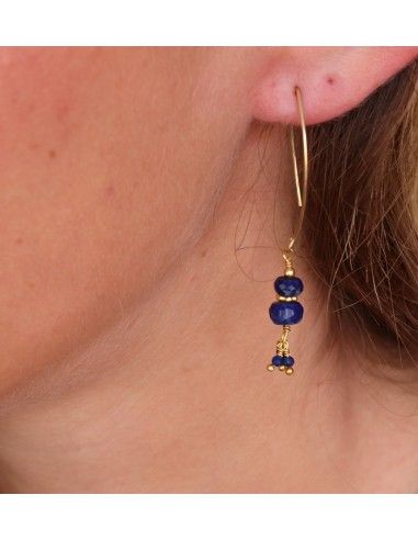 Boucle d'oreille fine lapis lazuli - Mosaik bijoux indiens