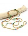 Sautoir laiton pierres semi précieuses - Mosaik bijoux indiens