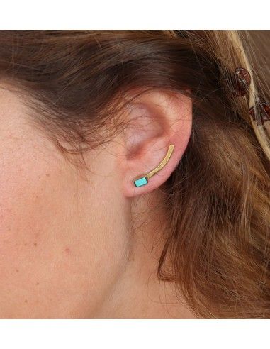 Boucles d'oreilles tige et turquoise Mosaik Bijoux Indiens - 2