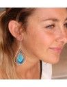Boucle d'oreille bleue et argentée - Mosaik bijoux indiens