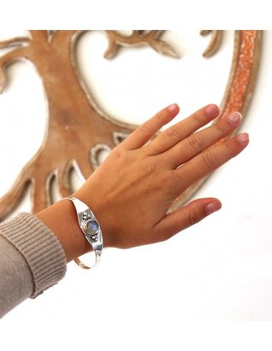 Bracelet argent pierre de lune - Mosaik bijoux indiens