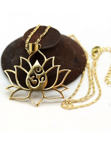 Gros pendentif lotus doré - Mosaik bijoux indiens