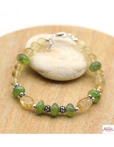 Bracelet pierre jaune et verte - Mosaik bijoux indiens