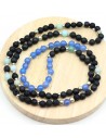 Sautoir indien en perles noires et bleues - Mosaik bijoux indiens