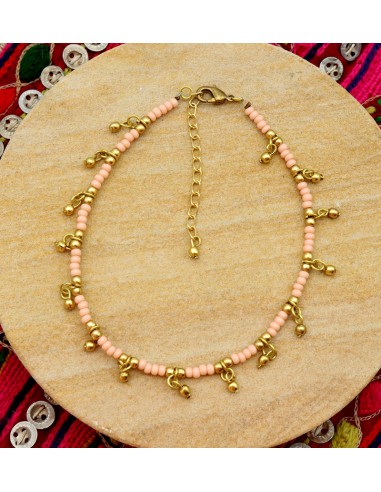 Bijou de cheville rose et doré - Mosaik bijoux indiens