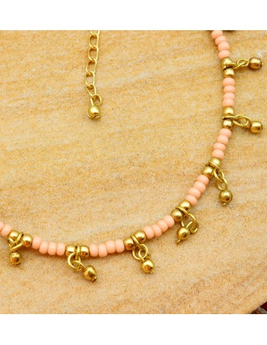 Chaine de pied fine en perle rose - Mosaik bijoux indiens