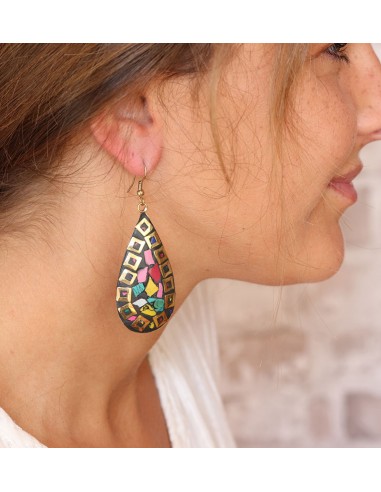Boucle d'oreille ethnique colorée - Mosaik bijoux indiens