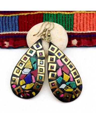 Boucle d'oreille fantaisie indienne - Mosaik bijoux indiens