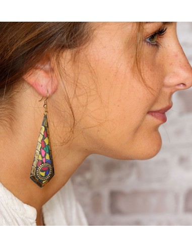 Boucle d'oreille colorée - Mosaik bijoux indiens