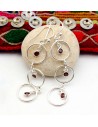Longue boucle d'oreille grenat en argent - Mosaik bijoux indiens