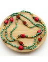Long sautoir en perles turquoises naturelles - Mosaik bijoux indiens