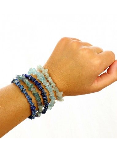 Bracelet pierre concassée bleue - Mosaik bijoux indiens