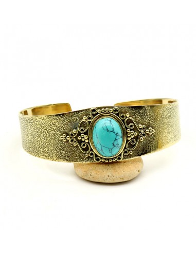 Bracelet doré pierre turquoise - Mosaik bijoux indiens