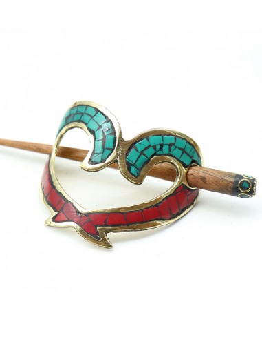 Barrette à chignon forme coeur - MOsaik bijoux indiens