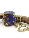 Pendentif résine bleue et dorée - Mosaik bijoux indiens
