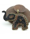 Pendentif éléphant noir - Mosaik bijoux indiens