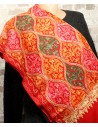 Grande étole indienne rouge brodée - Mosaik bijoux indiens
