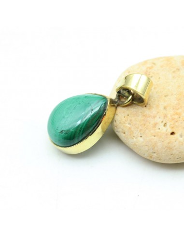 Pendentif laiton pierre verte - Mosaik bijoux indiens