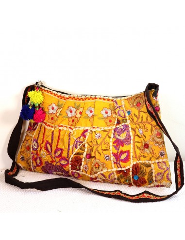 Sac ethnique jaune en tissu brodé - Mosaik bijoux indiens